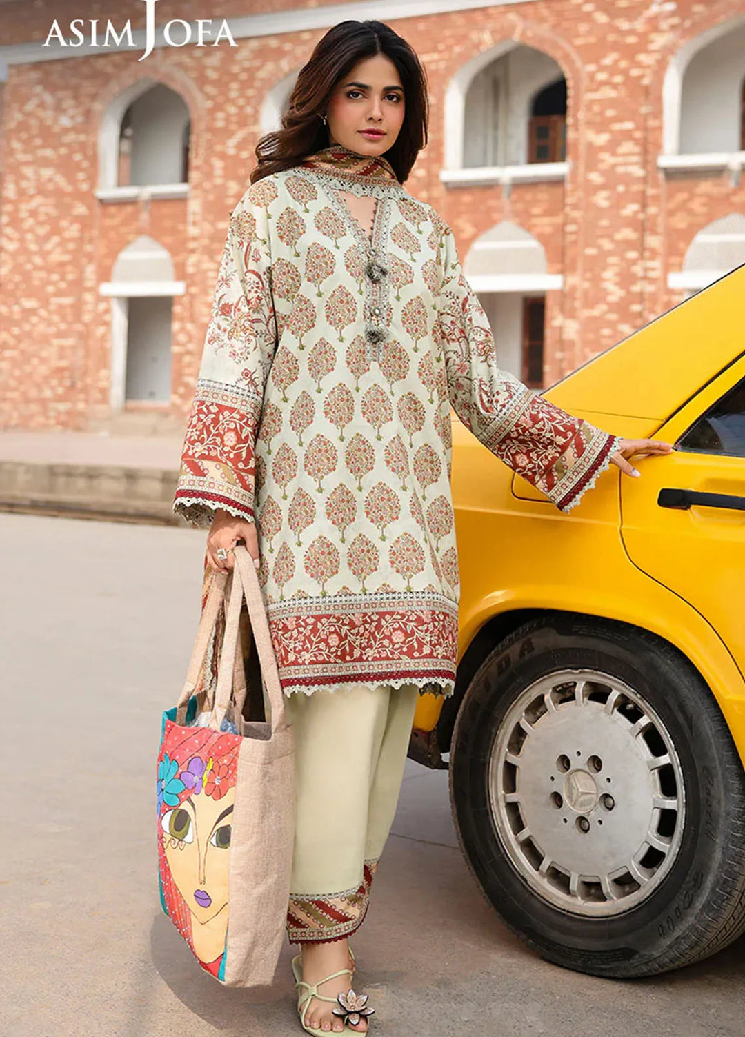 Asim Jofa Printed Lawn Suits Unstitched 3 Piece AJ25EE AJUBF-65 - Summer Collection