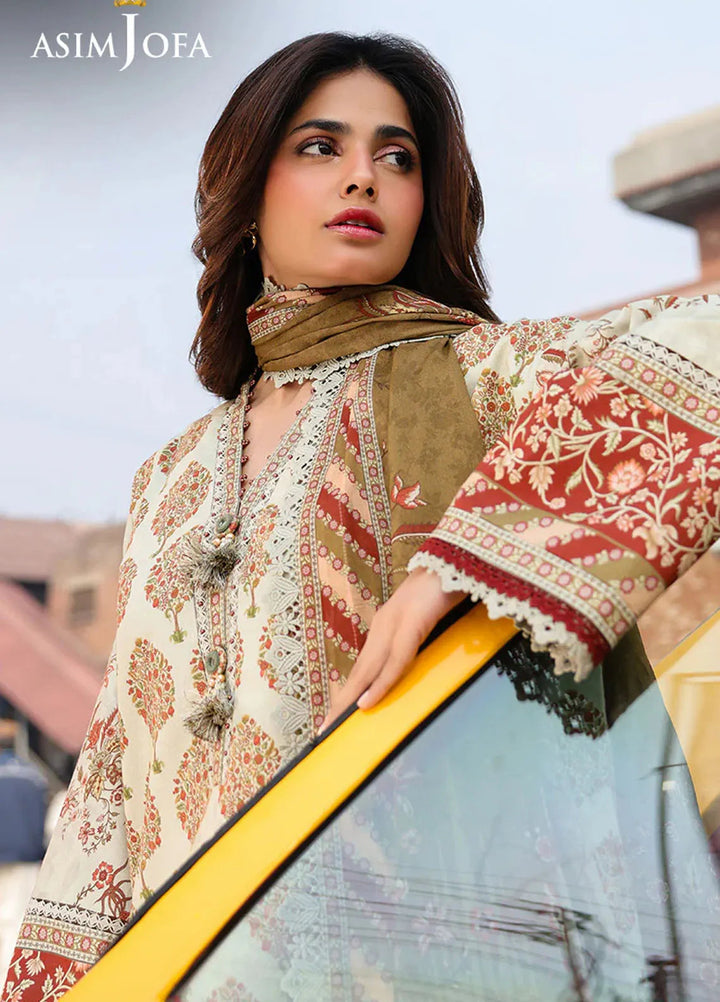 Asim Jofa Printed Lawn Suits Unstitched 3 Piece AJ25EE AJUBF-65 - Summer Collection