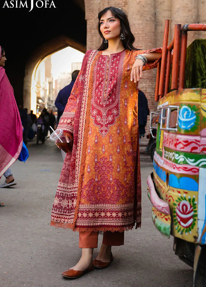 Asim Jofa Printed Lawn Suits Unstitched 3 Piece AJ25EE AJUBF-66 - Summer Collection
