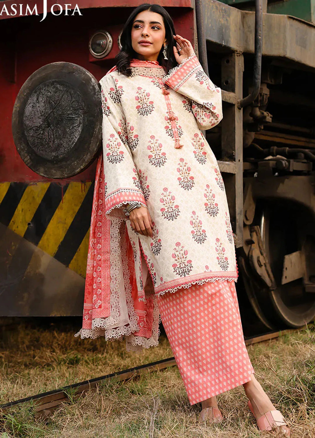 Asim Jofa Printed Lawn Suits Unstitched 3 Piece AJ25EE AJUBF-69 - Summer Collection