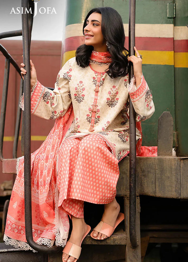 Asim Jofa Printed Lawn Suits Unstitched 3 Piece AJ25EE AJUBF-69 - Summer Collection