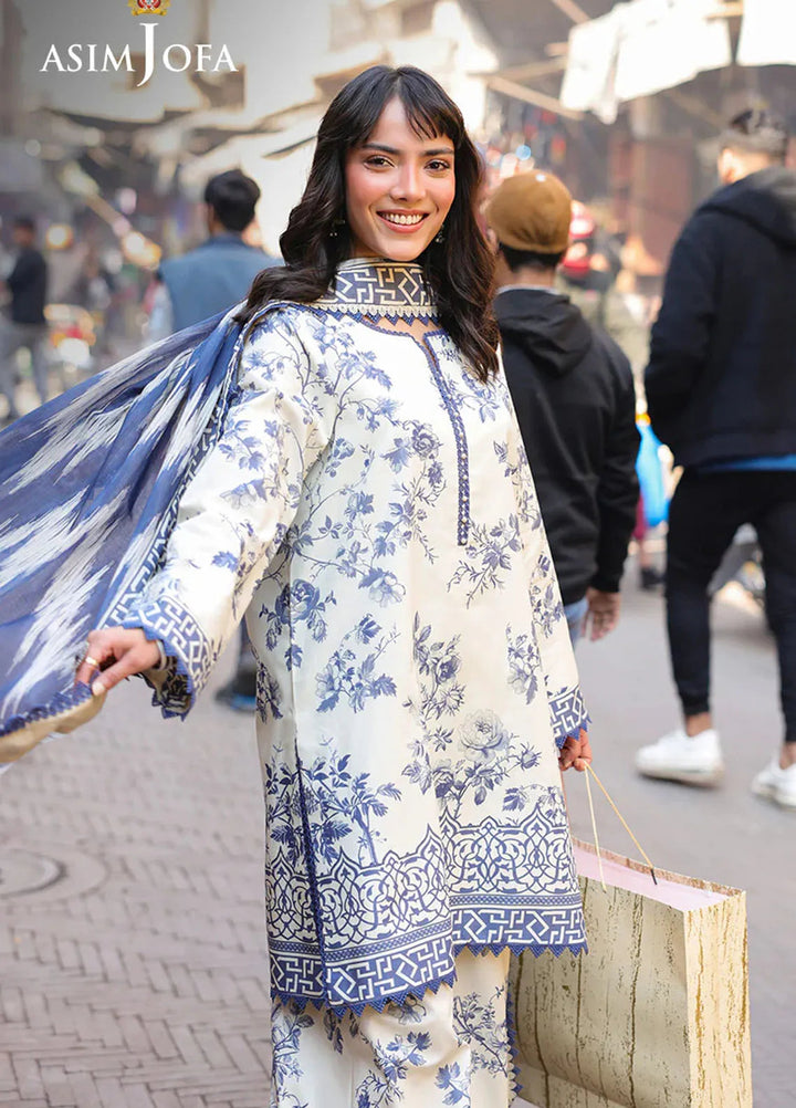 Asim Jofa Printed Lawn Suits Unstitched 3 Piece AJ25EE AJUBF-72 - Summer Collection