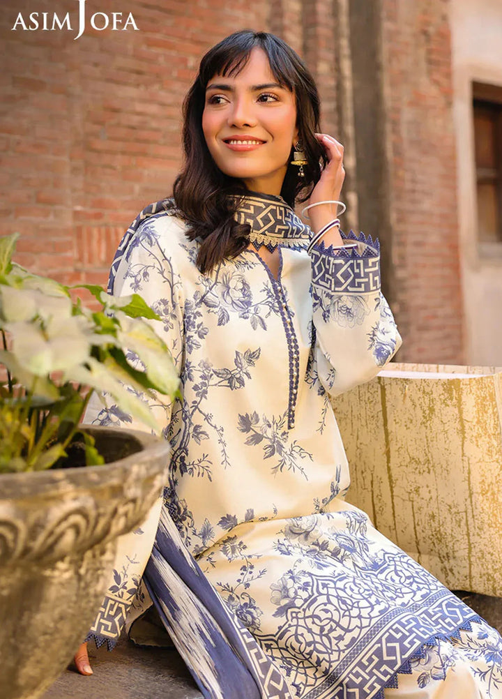 Asim Jofa Printed Lawn Suits Unstitched 3 Piece AJ25EE AJUBF-72 - Summer Collection