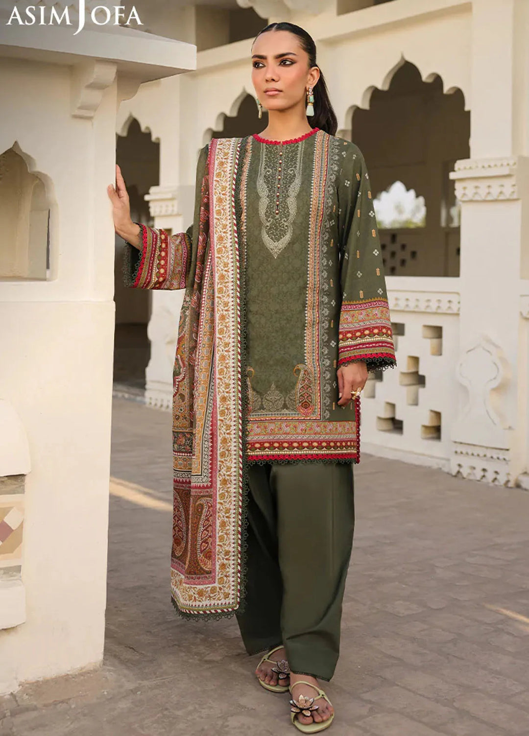 Asim Jofa Printed Lawn Suits Unstitched 3 Piece AJ25EE AJUBF-74 - Summer Collection