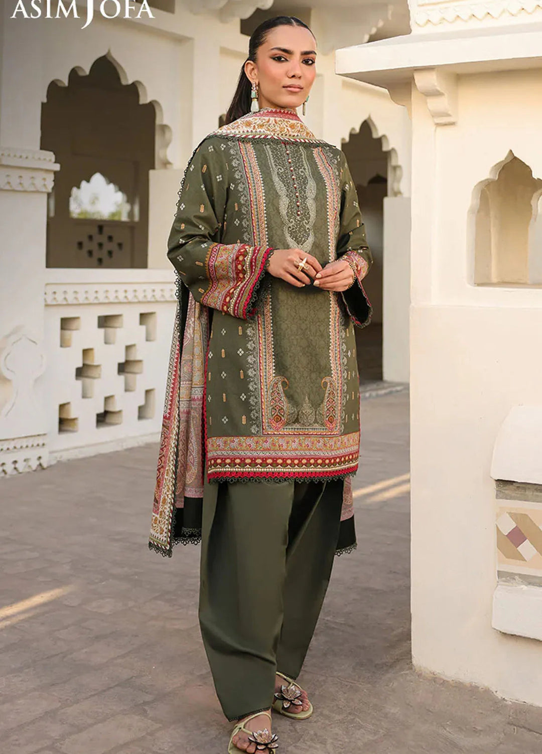 Asim Jofa Printed Lawn Suits Unstitched 3 Piece AJ25EE AJUBF-74 - Summer Collection