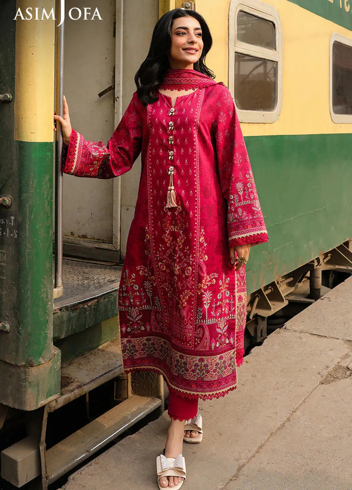 Asim Jofa Printed Lawn Suits Unstitched 3 Piece AJ25EE AJUBF-84 - Summer Collection