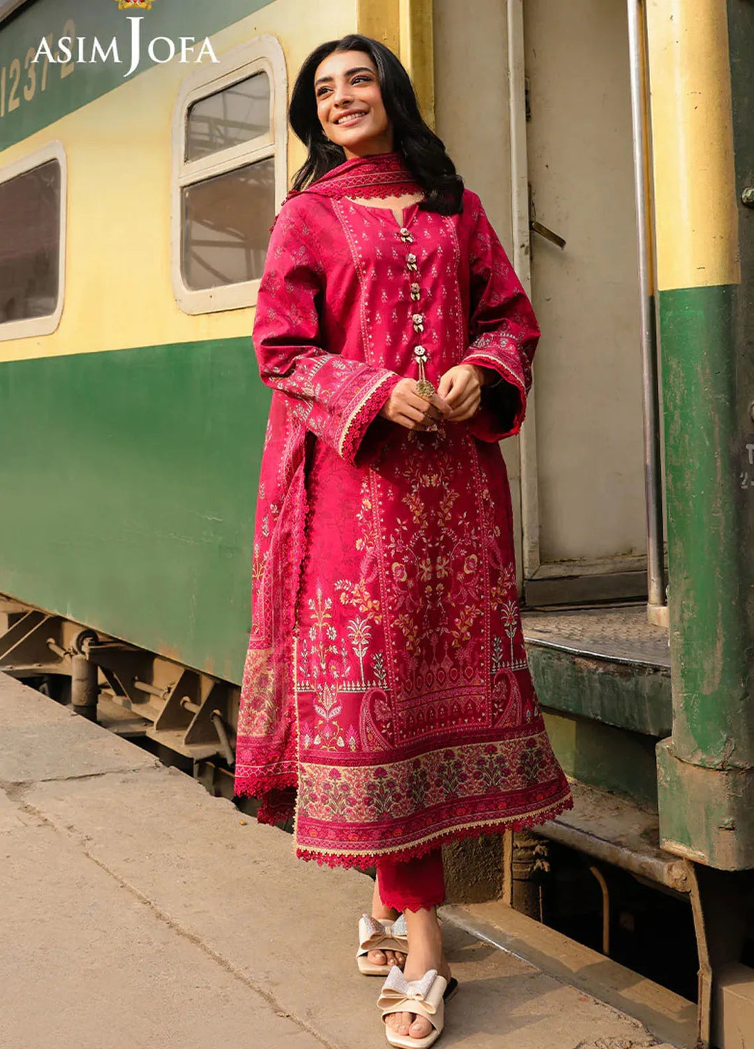 Asim Jofa Printed Lawn Suits Unstitched 3 Piece AJ25EE AJUBF-84 - Summer Collection