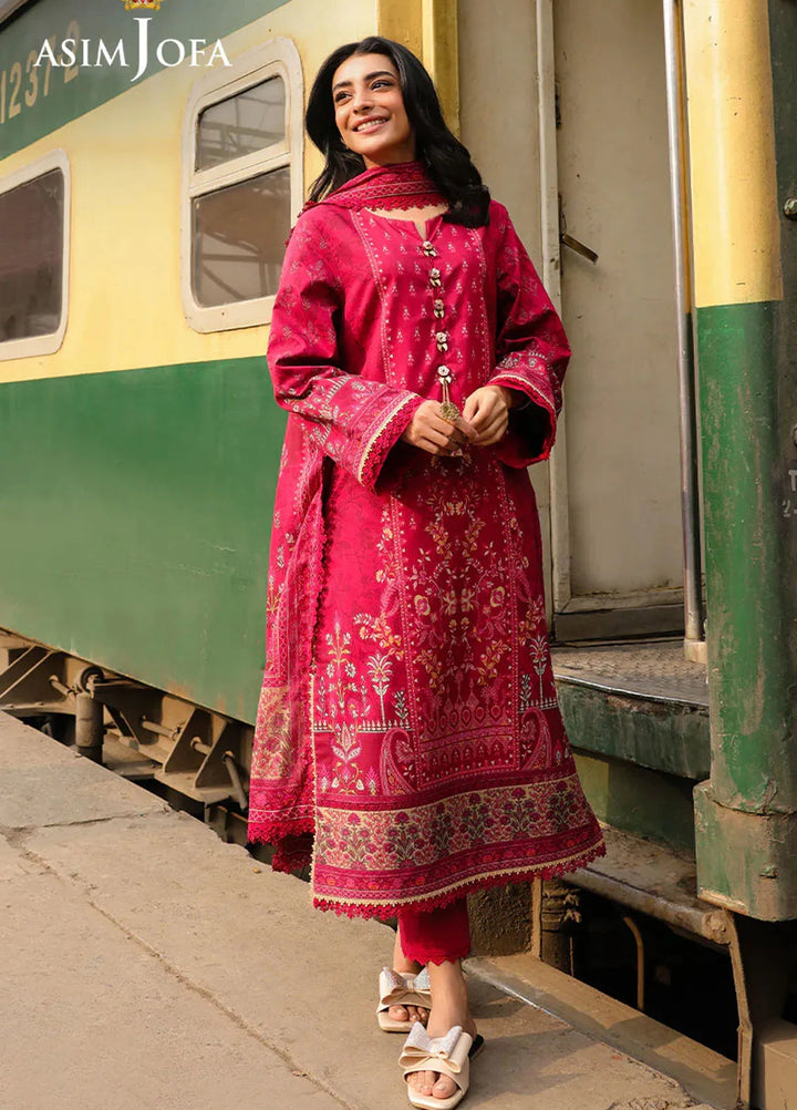 Asim Jofa Printed Lawn Suits Unstitched 3 Piece AJ25EE AJUBF-84 - Summer Collection