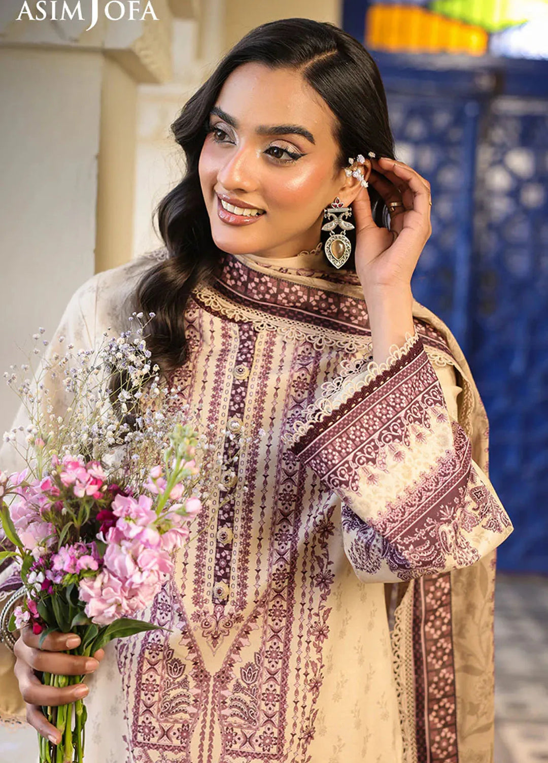 Asim Jofa Printed Lawn Suits Unstitched 3 Piece AJ25EE AJUBF-85 - Summer Collection