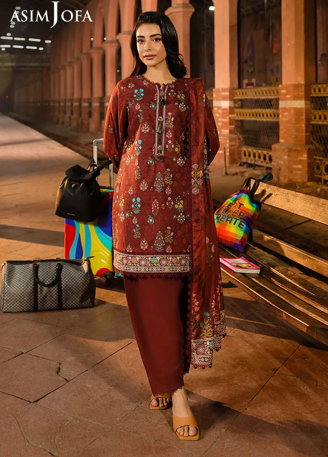 Asim Jofa Printed Lawn Suits Unstitched 3 Piece AJ25EE AJUBF-86 - Summer Collection