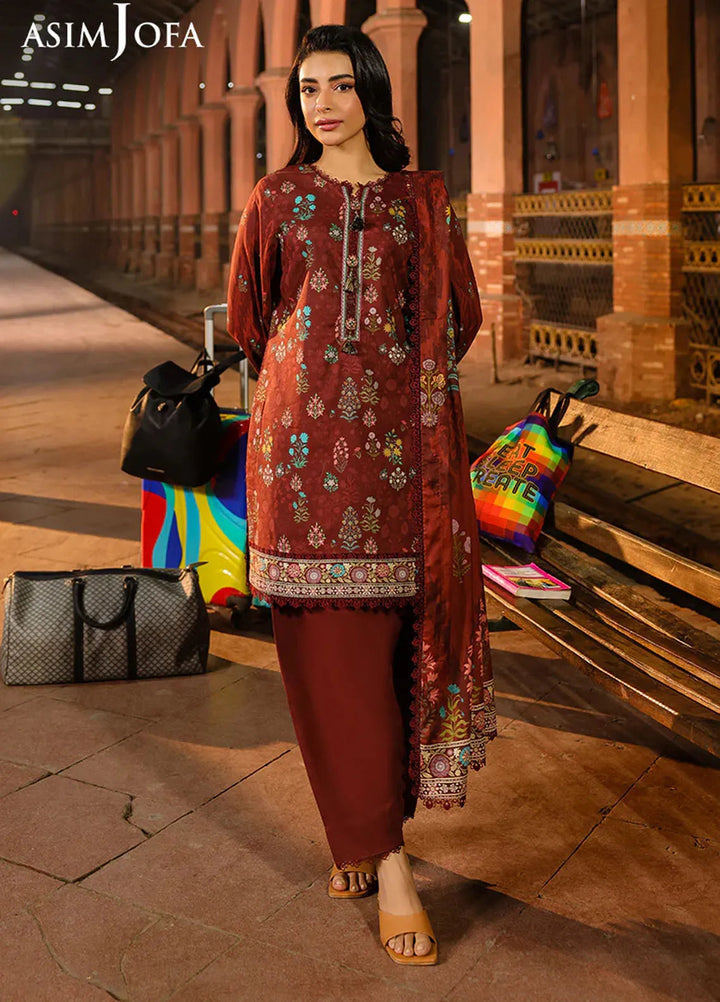 Asim Jofa Printed Lawn Suits Unstitched 3 Piece AJ25EE AJUBF-86 - Summer Collection