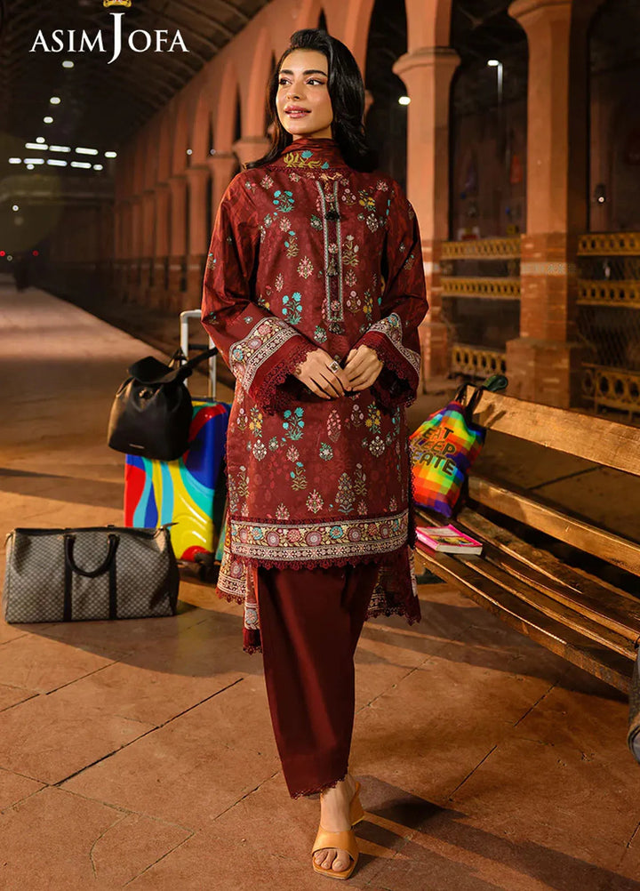 Asim Jofa Printed Lawn Suits Unstitched 3 Piece AJ25EE AJUBF-86 - Summer Collection