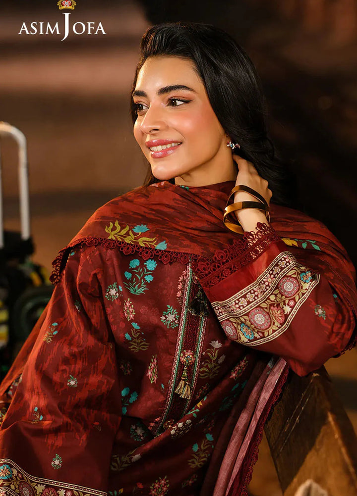 Asim Jofa Printed Lawn Suits Unstitched 3 Piece AJ25EE AJUBF-86 - Summer Collection