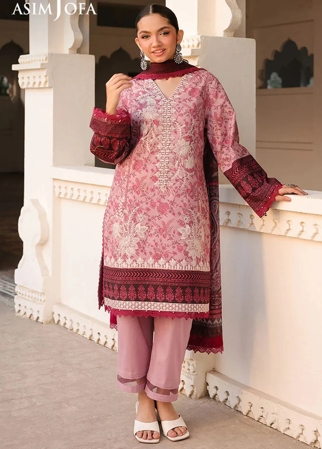 Asim Jofa Embroidered Lawn Suits Unstitched 3 Piece AJ25ES AJUBF-37 - Summer Collection