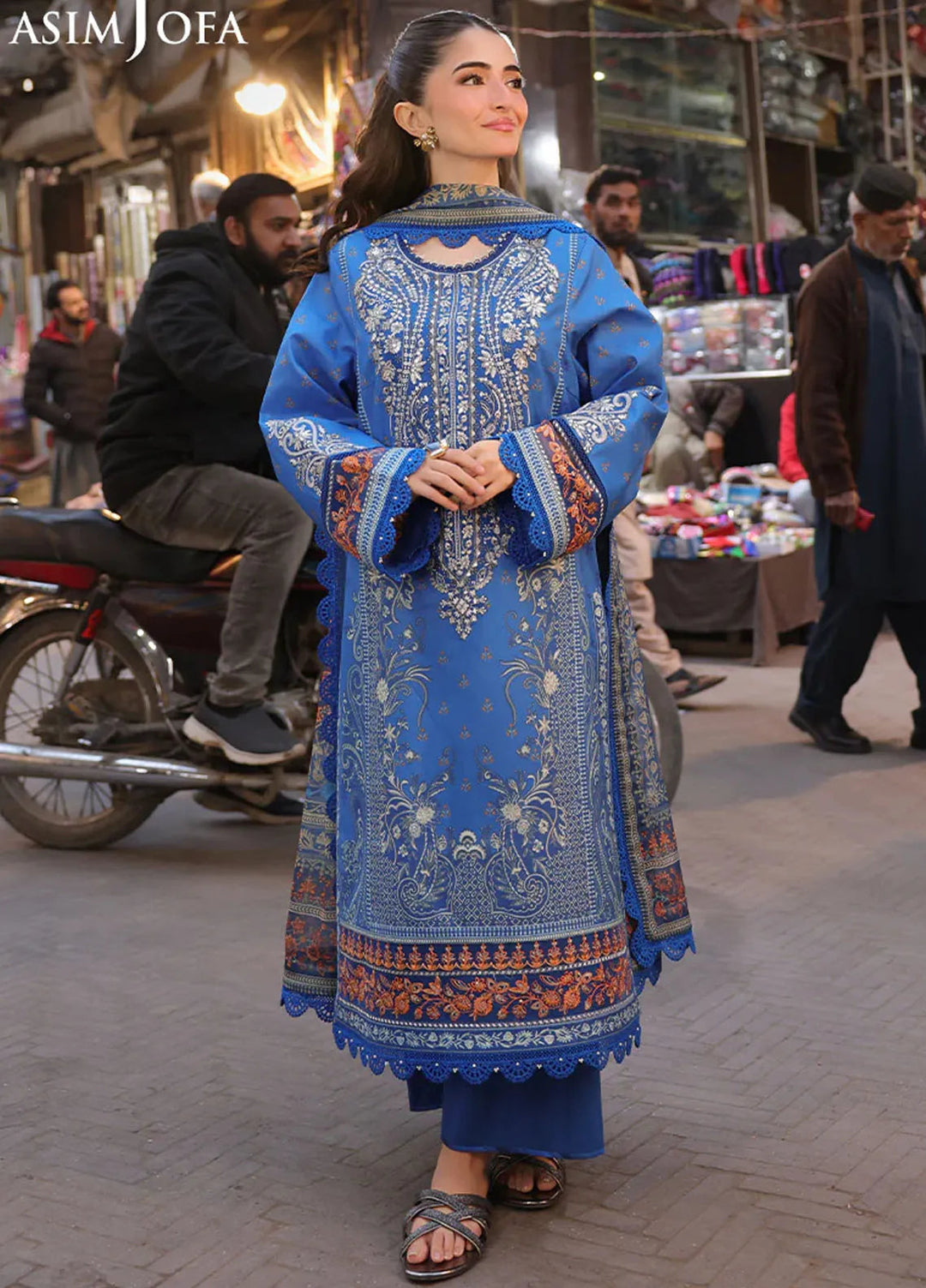 Asim Jofa Embroidered Lawn Suits Unstitched 3 Piece AJ25ES AJUBF-38 - Summer Collection