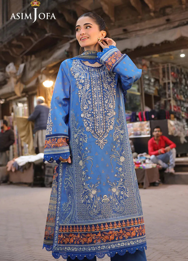 Asim Jofa Embroidered Lawn Suits Unstitched 3 Piece AJ25ES AJUBF-38 - Summer Collection