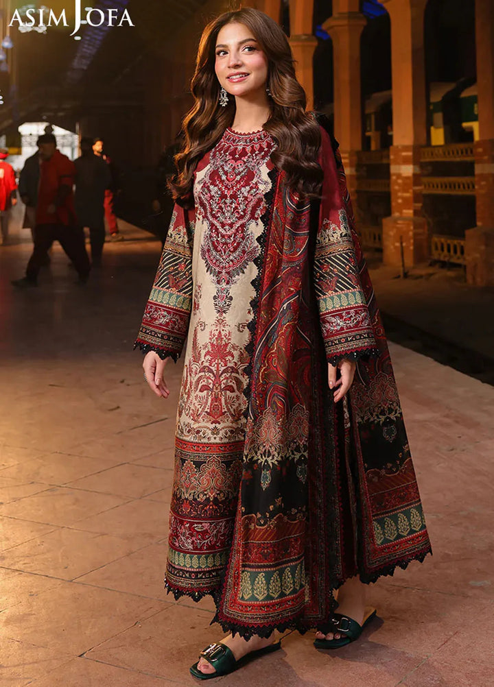 Asim Jofa Embroidered Lawn Suits Unstitched 3 Piece AJ25ES AJUBF-39 - Summer Collection