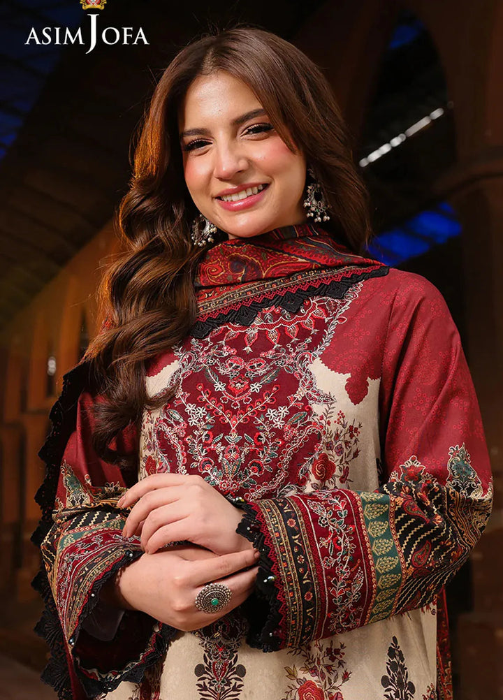 Asim Jofa Embroidered Lawn Suits Unstitched 3 Piece AJ25ES AJUBF-39 - Summer Collection