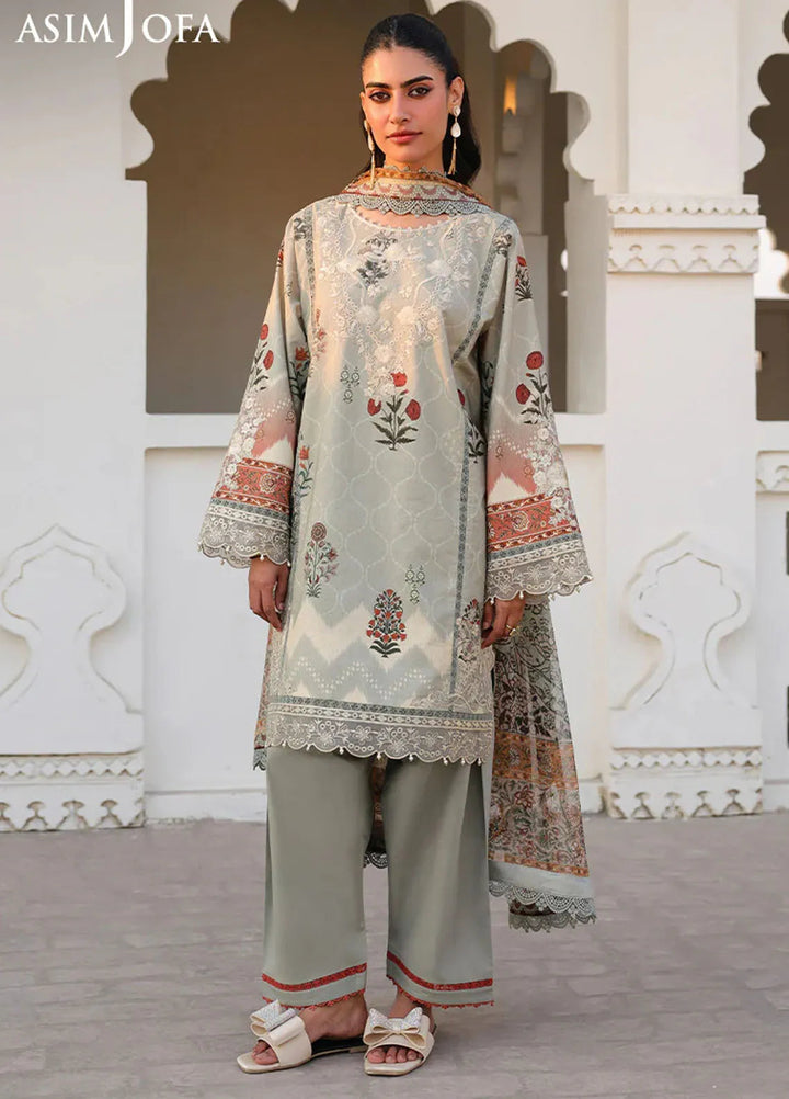 Asim Jofa Embroidered Lawn Suits Unstitched 3 Piece AJ25ES AJUBF-40 - Summer Collection