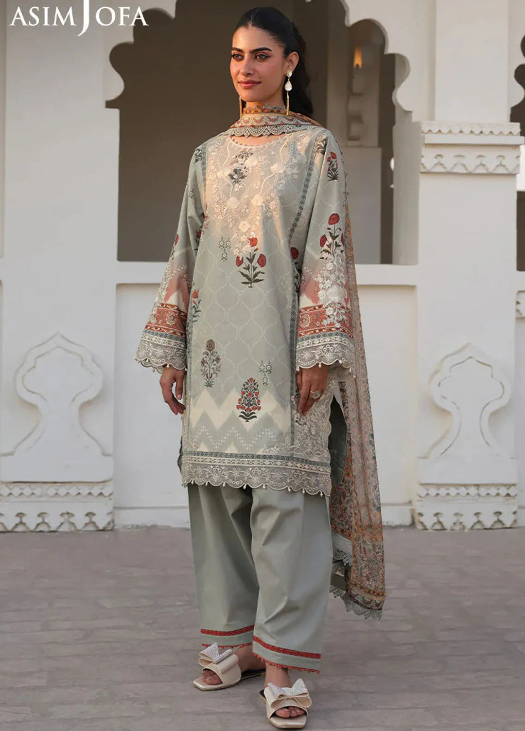 Asim Jofa Embroidered Lawn Suits Unstitched 3 Piece AJ25ES AJUBF-40 - Summer Collection