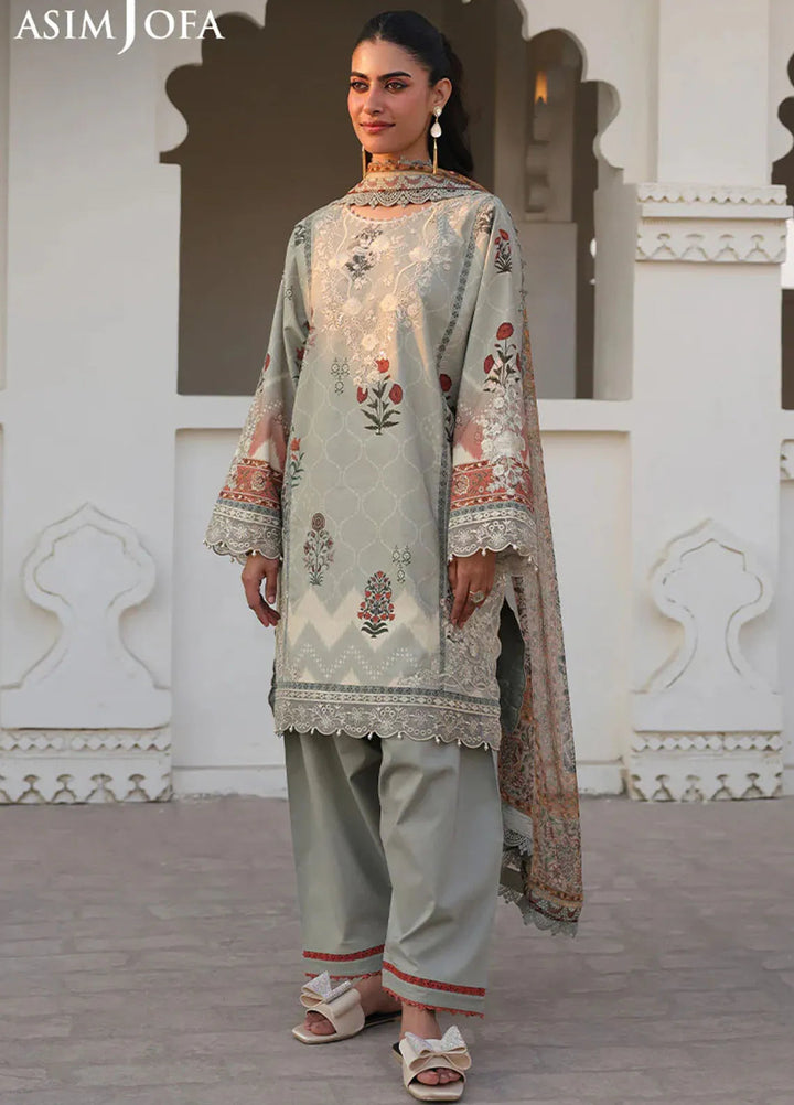 Asim Jofa Embroidered Lawn Suits Unstitched 3 Piece AJ25ES AJUBF-40 - Summer Collection