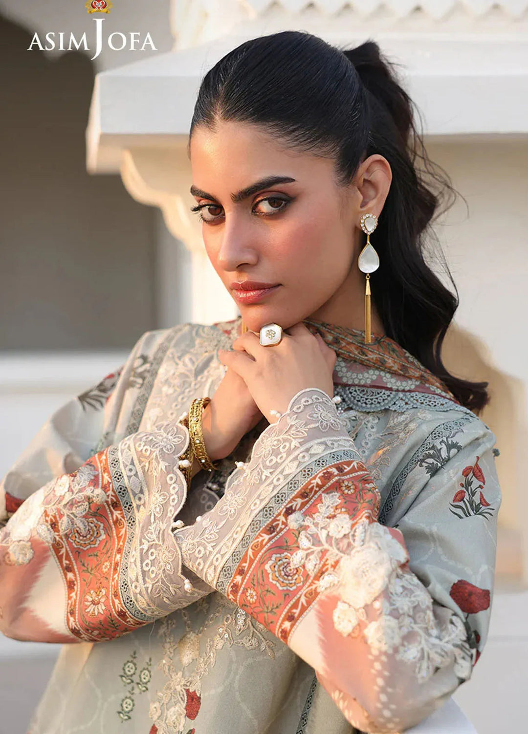 Asim Jofa Embroidered Lawn Suits Unstitched 3 Piece AJ25ES AJUBF-40 - Summer Collection