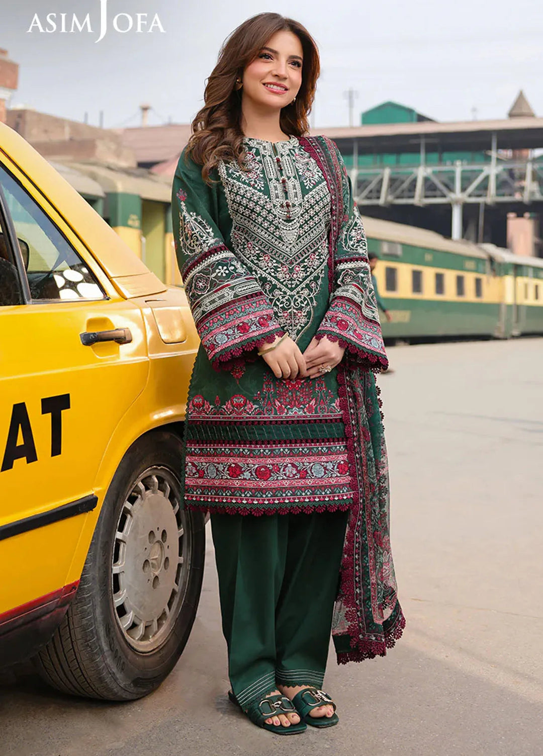 Asim Jofa Embroidered Lawn Suits Unstitched 3 Piece AJ25ES AJUBF-41 - Summer Collection