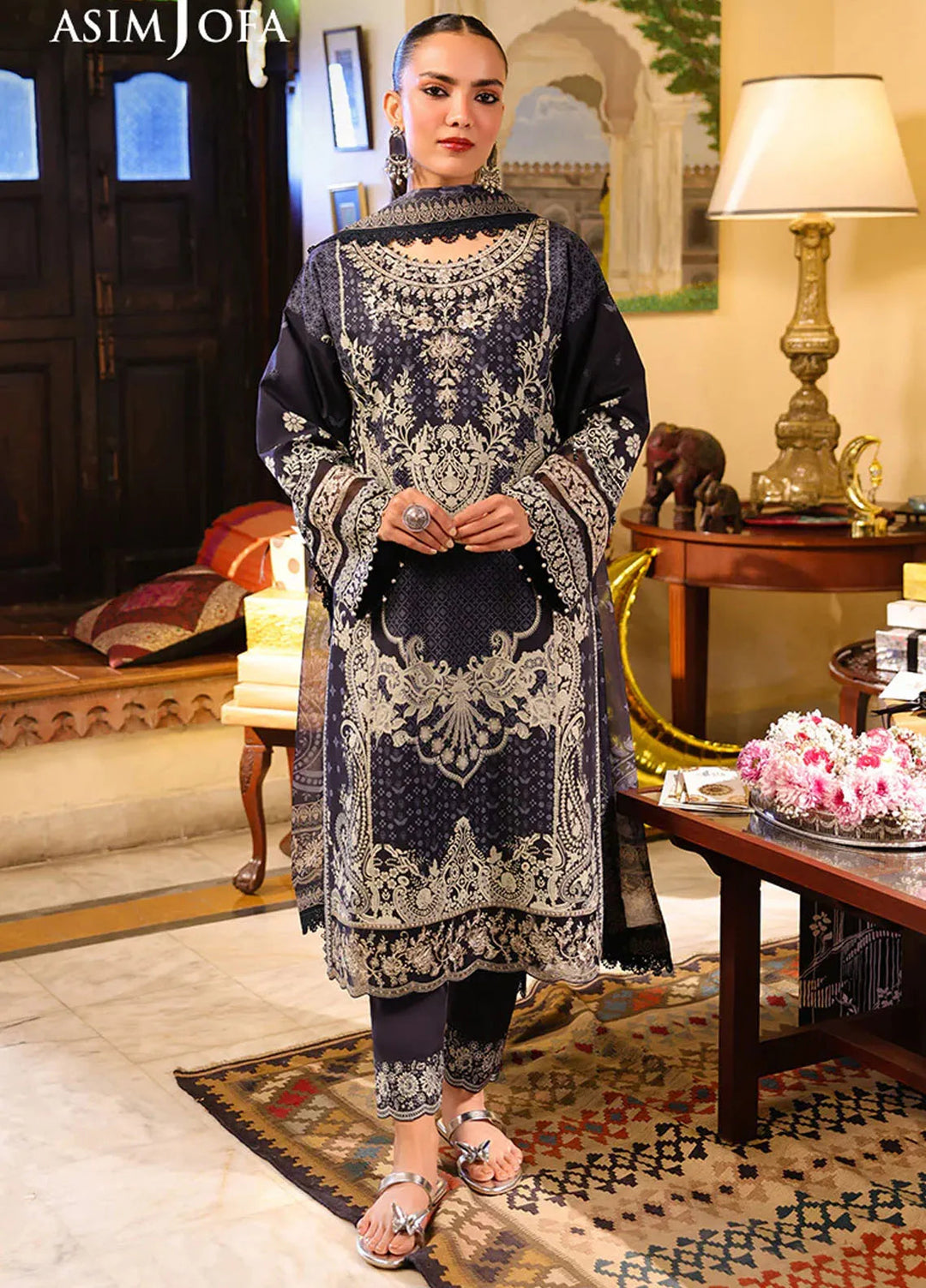 Asim Jofa Embroidered Lawn Suits Unstitched 3 Piece AJ25ES AJUBF-42 - Summer Collection