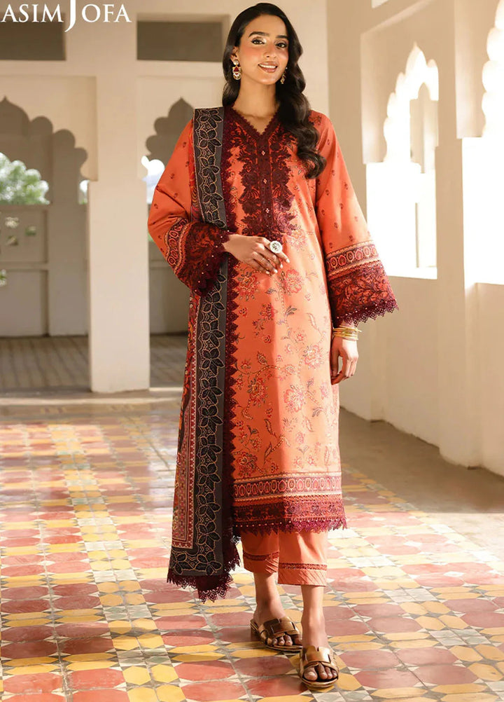 Asim Jofa Embroidered Lawn Suits Unstitched 3 Piece AJ25ES AJUBF-43 - Summer Collection