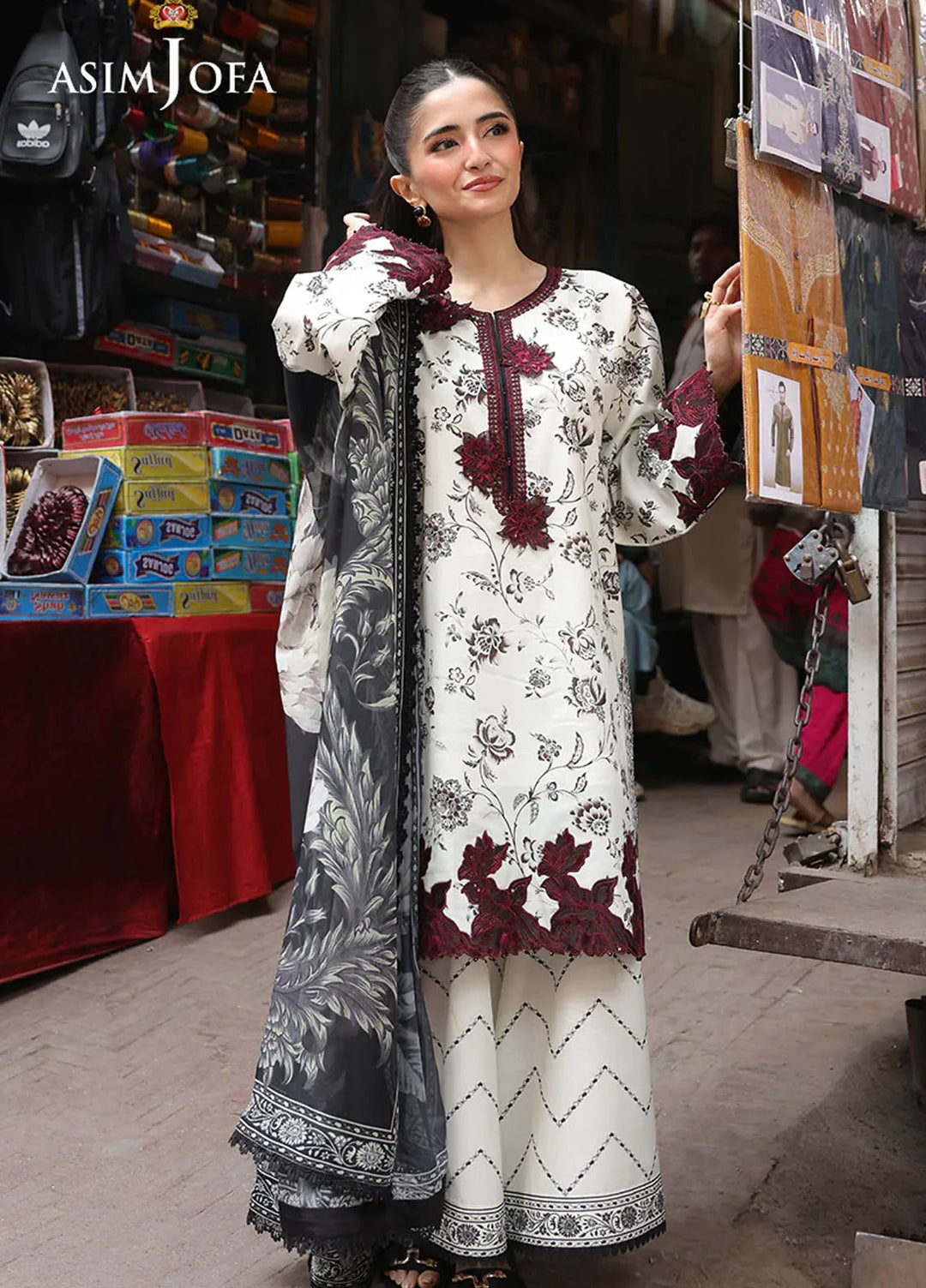 Asim Jofa Embroidered Lawn Suits Unstitched 3 Piece AJ25ES AJUBF-52 - Summer Collection