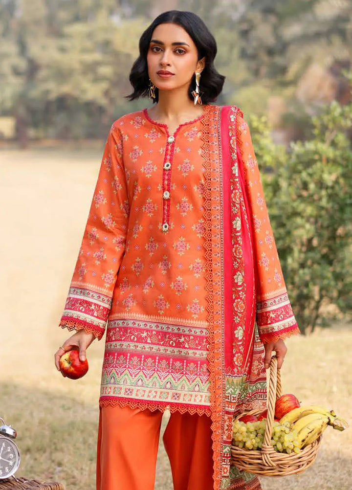 Asim Jofa Printed Lawn Suits Unstitched 3 Piece AJ25P1 AJUUB-08 - Summer Collection