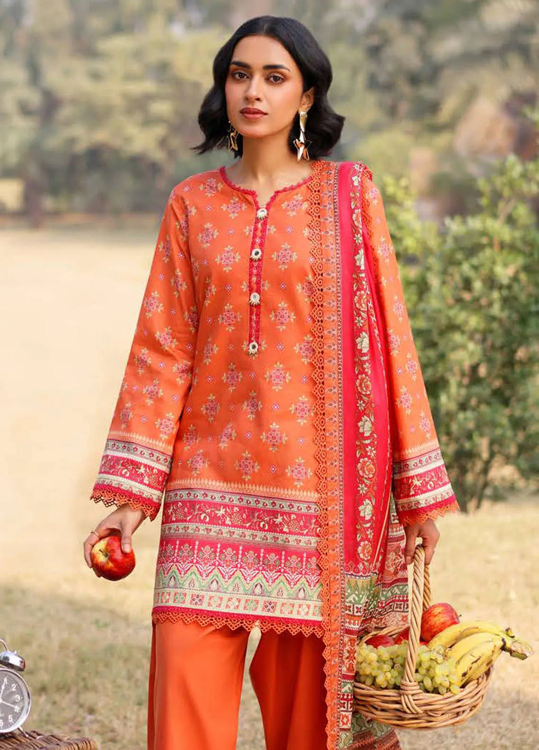 Asim Jofa Printed Lawn Suits Unstitched 3 Piece AJ25P1 AJUUB-08 - Summer Collection