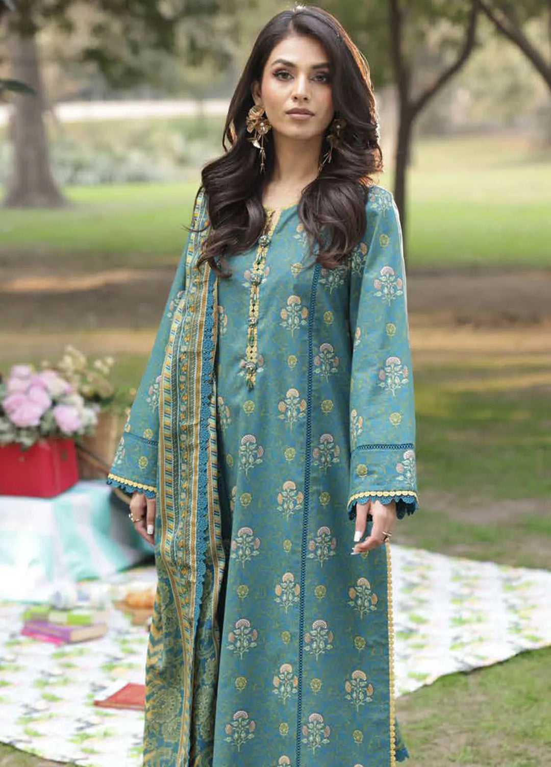 Asim Jofa Printed Lawn Suits Unstitched 3 Piece AJ25P3 AJUBJ-16 - Summer Collection