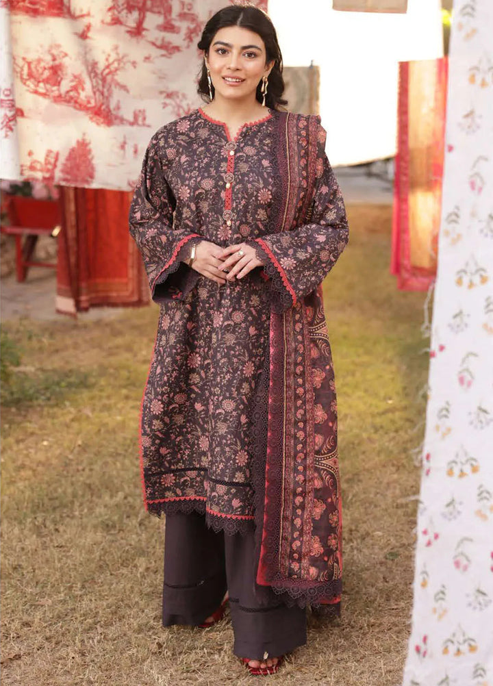 Asim Jofa Printed Lawn Suits Unstitched 3 Piece AJ25P3 AJUBJ-18 - Summer Collection