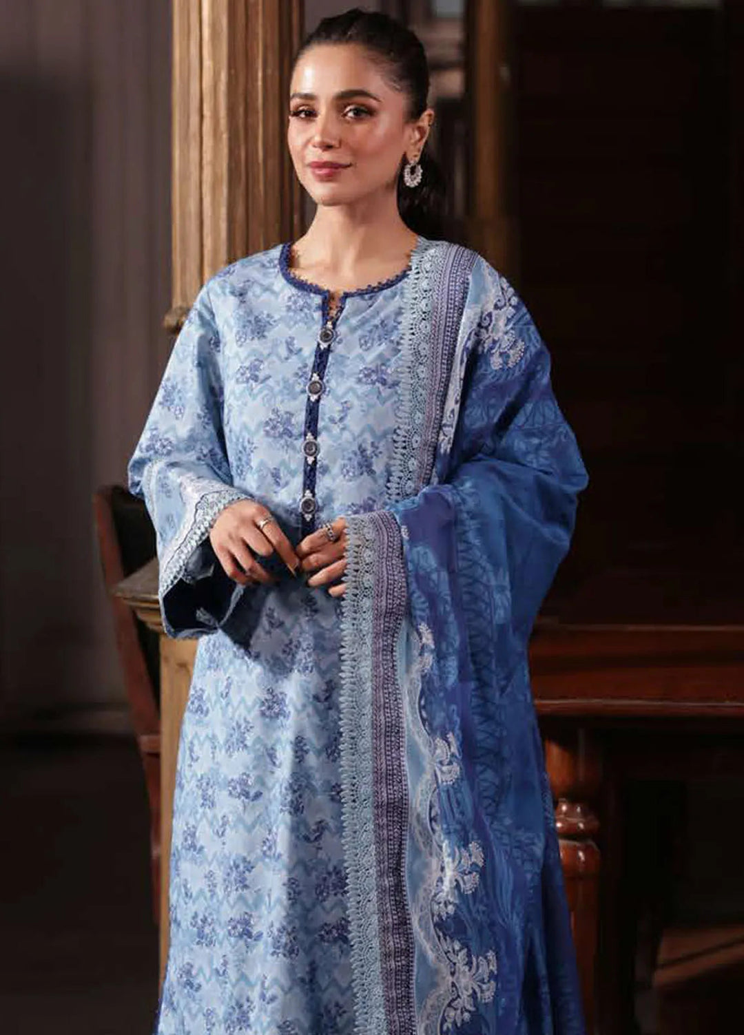 Asim Jofa Printed Lawn Suits Unstitched 3 Piece AJ25P3 AJUBJ-39 - Summer Collection