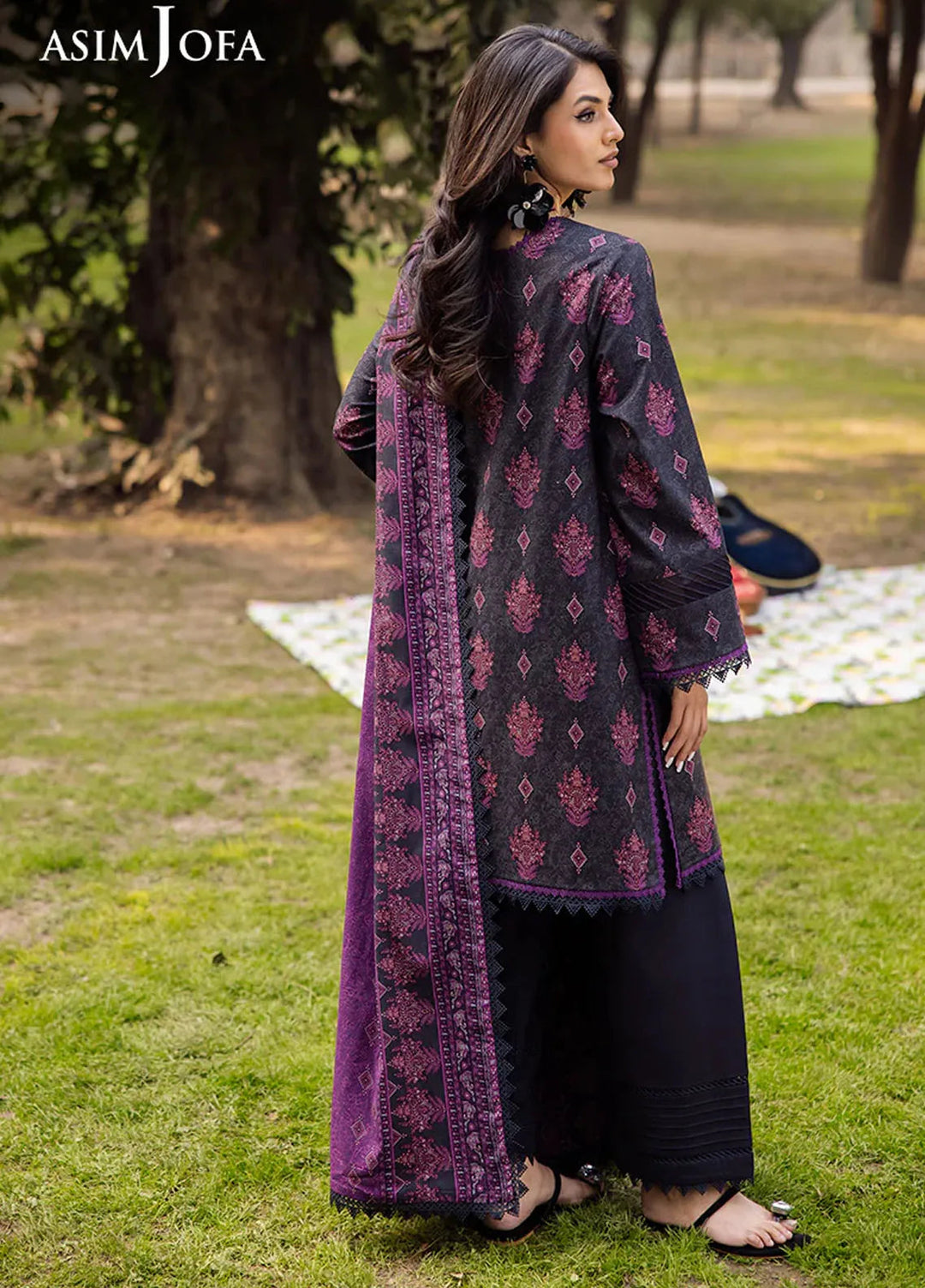 Asim Jofa Printed Lawn Suits Unstitched 3 Piece AJ25P4 AJUBJ-24 - Summer Collection