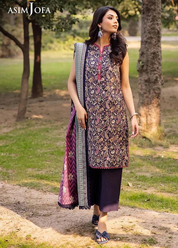 Asim Jofa Printed Lawn Suits Unstitched 3 Piece AJ25P4 AJUBJ-30 - Summer Collection
