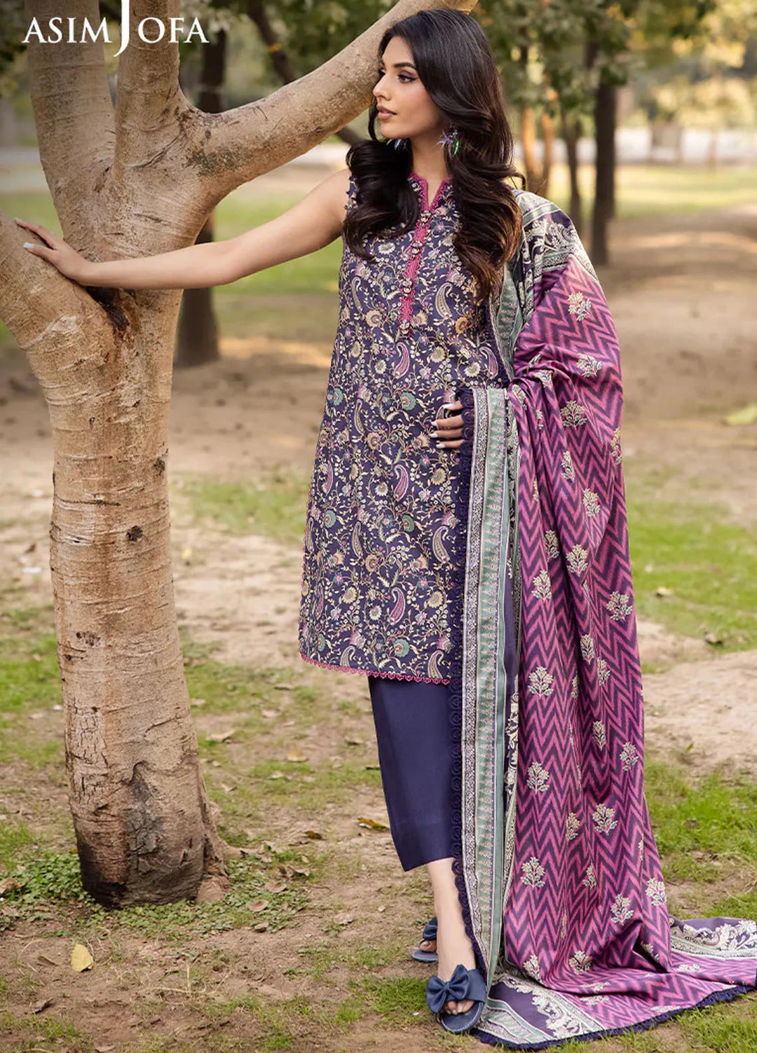 Asim Jofa Printed Lawn Suits Unstitched 3 Piece AJ25P4 AJUBJ-30 - Summer Collection