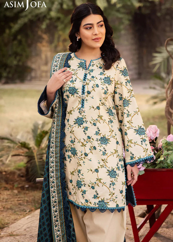 Asim Jofa Printed Lawn Suits Unstitched 3 Piece AJ25P4 AJUBJ-34 - Summer Collection