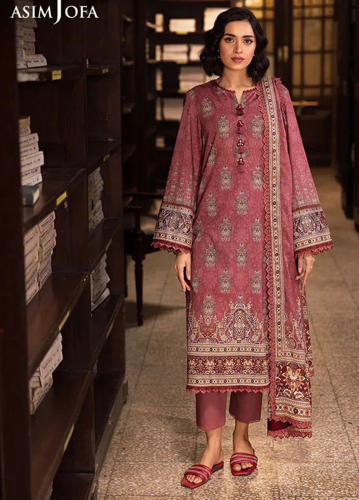 Asim Jofa Printed Lawn Suits Unstitched 3 Piece AJ25P4 AJUBJ-43 - Summer Collection