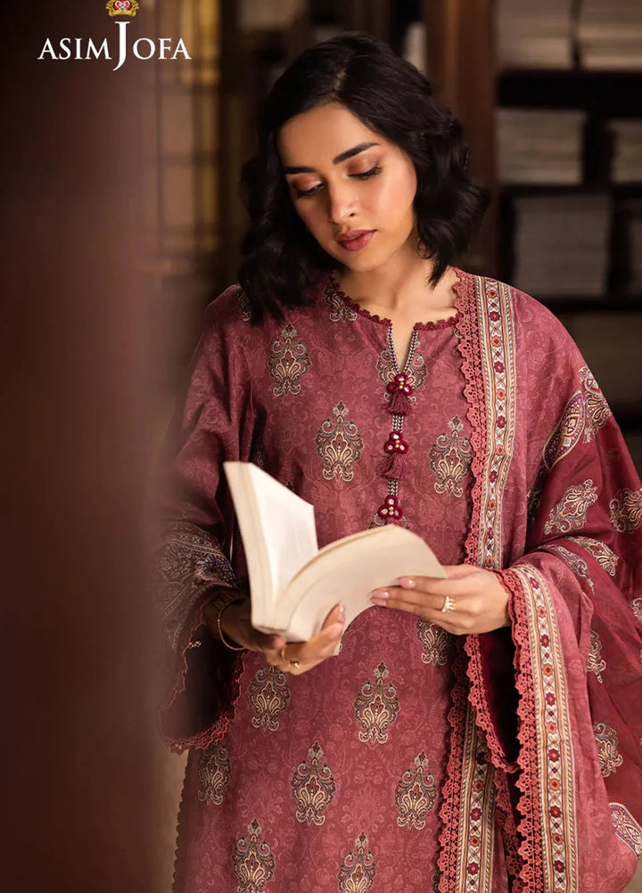 Asim Jofa Printed Lawn Suits Unstitched 3 Piece AJ25P4 AJUBJ-43 - Summer Collection
