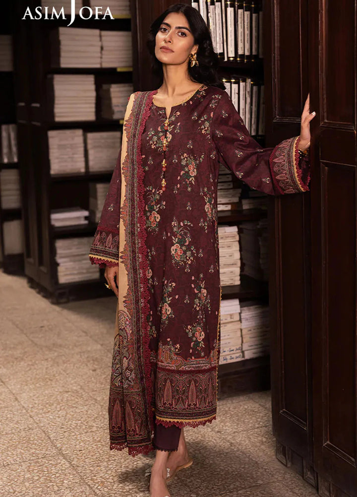 Asim Jofa Printed Lawn Suits Unstitched 3 Piece AJ25P4 AJUBJ-44 - Summer Collection