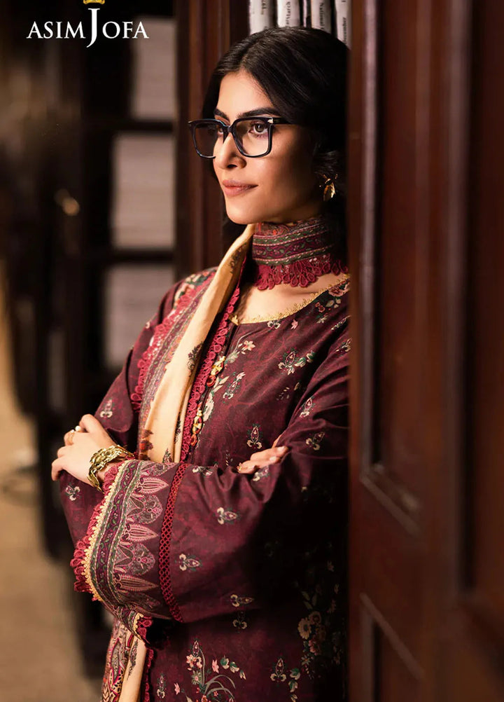 Asim Jofa Printed Lawn Suits Unstitched 3 Piece AJ25P4 AJUBJ-44 - Summer Collection