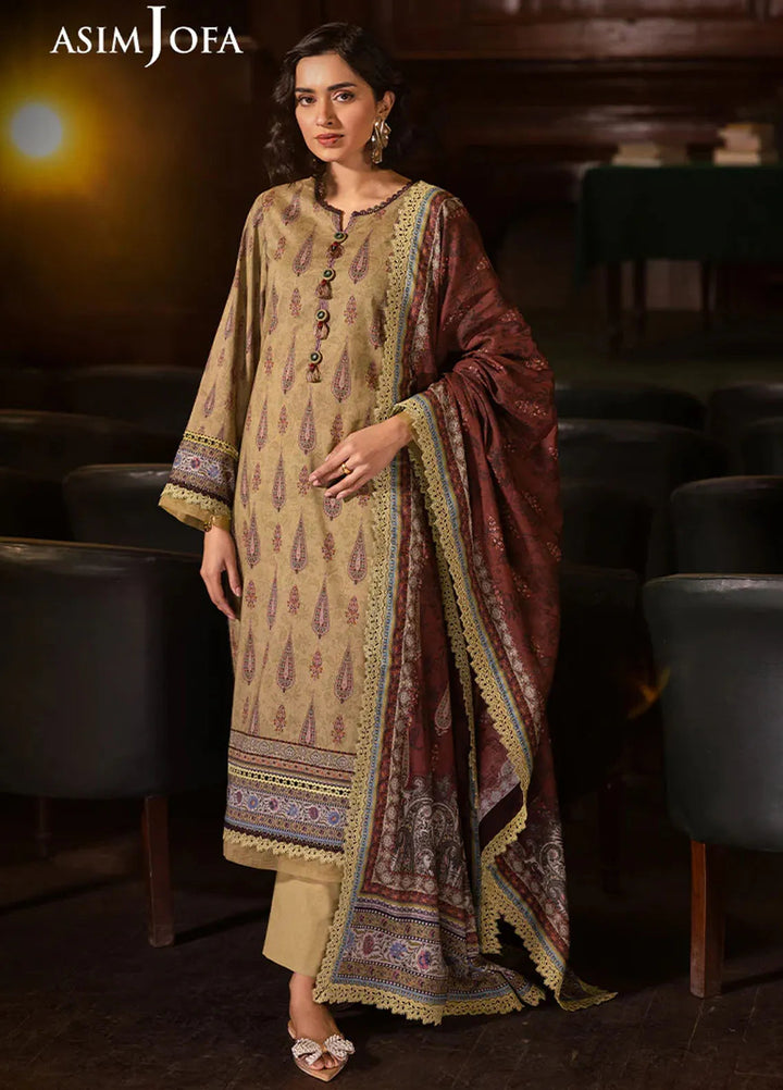 Asim Jofa Printed Lawn Suits Unstitched 3 Piece AJ25P4 AJUBJ-47 - Summer Collection