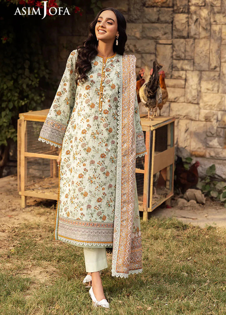 Asim Jofa Printed Lawn Suits Unstitched 3 Piece AJ25P4 AJUBJ-52 - Summer Collection