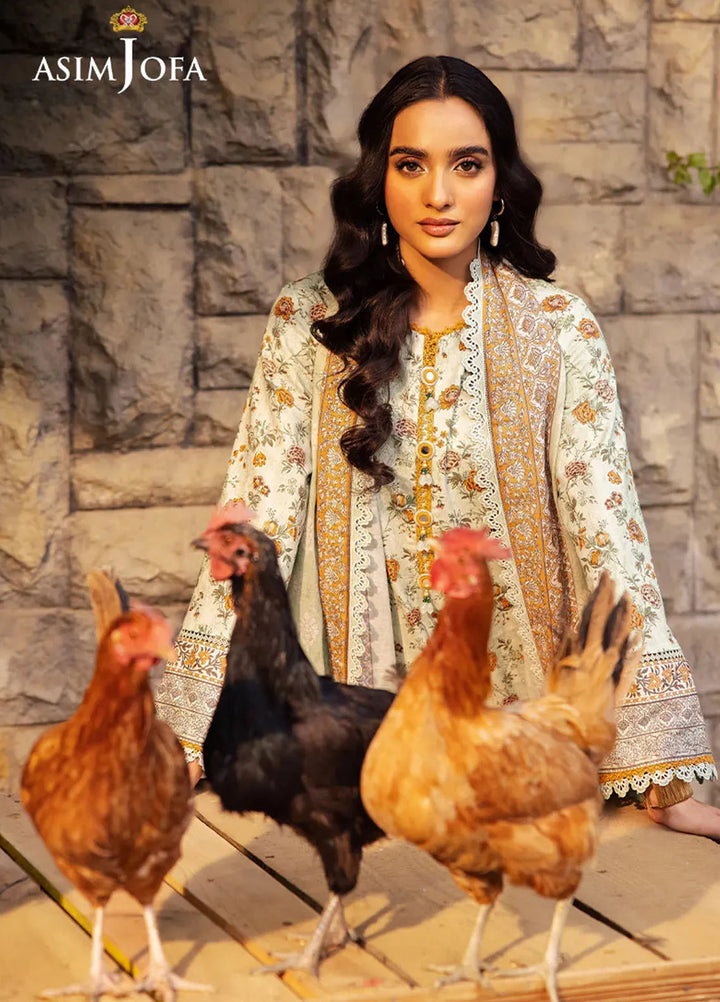 Asim Jofa Printed Lawn Suits Unstitched 3 Piece AJ25P4 AJUBJ-52 - Summer Collection