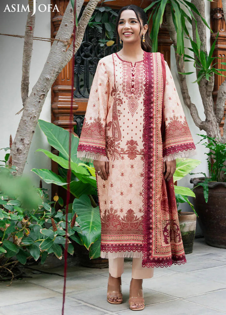 Asim Jofa Printed Lawn Suits Unstitched 3 Piece AJ25P4 AJUUB-22 - Summer Collection