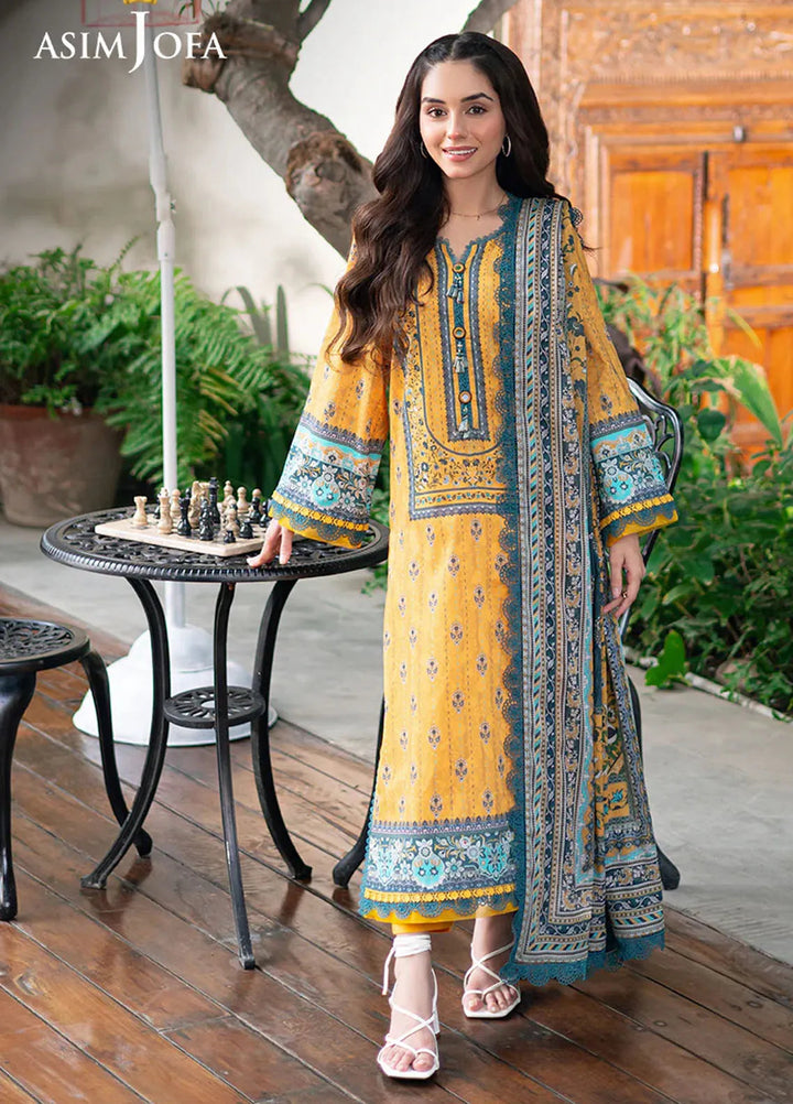 Asim Jofa Printed Lawn Suits Unstitched 3 Piece AJ25P4 AJUUB-23 - Summer Collection