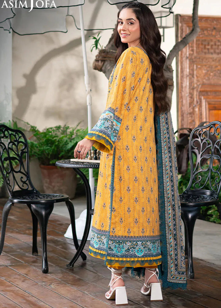 Asim Jofa Printed Lawn Suits Unstitched 3 Piece AJ25P4 AJUUB-23 - Summer Collection
