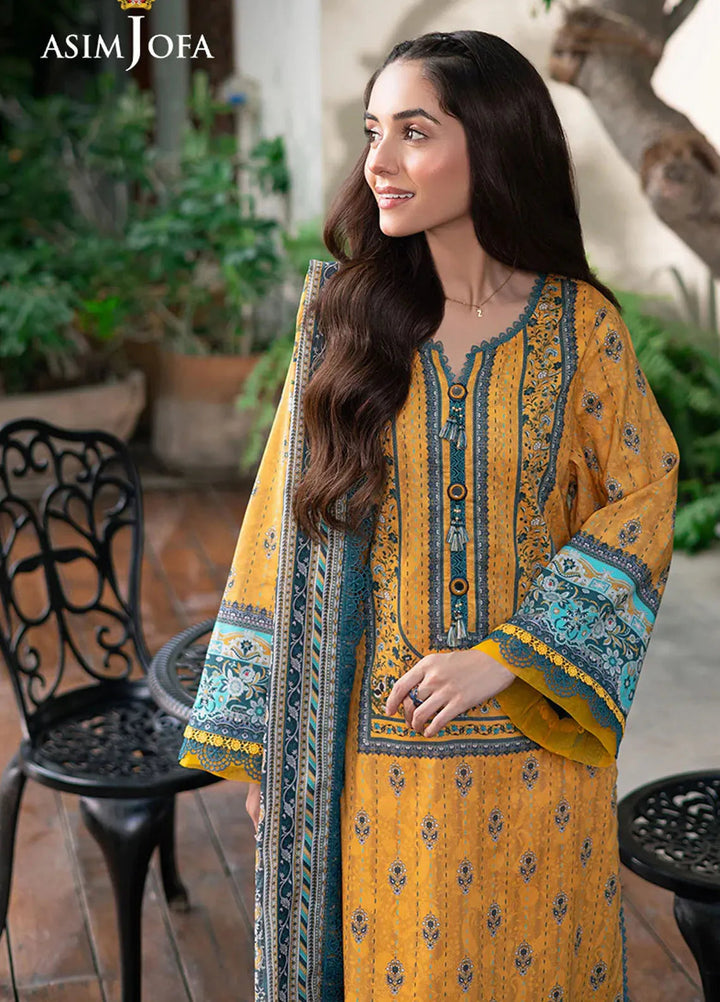 Asim Jofa Printed Lawn Suits Unstitched 3 Piece AJ25P4 AJUUB-23 - Summer Collection